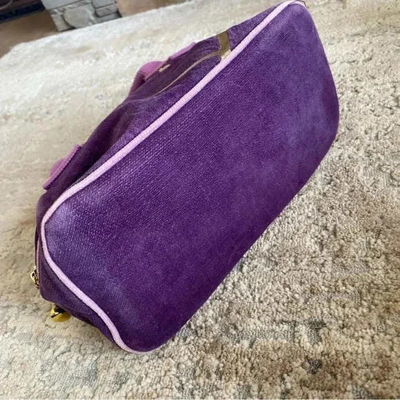 Victoria's Secret Vintage Y2K 90s Purse Handbag Purple Gold Velour - Picture 7 of 14